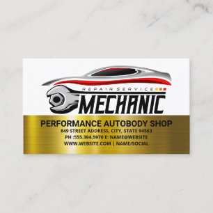 Tarjeta De Visita Reparación de Autos Mecánico Gráficos de Autom
