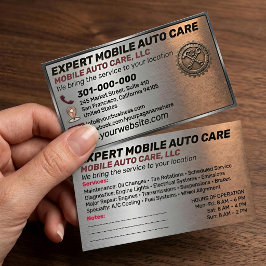 Tarjeta De Visita Reparación de Autos y Aire Acondicionado de Autos 