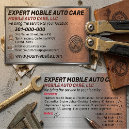 Tarjeta De Visita Reparación de Autos y Especialista en AC de Autos 