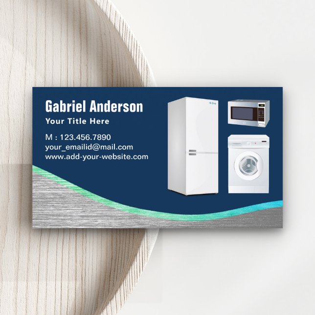 Tarjeta De Visita Reparación de dispositivos caseros de acero azul d (Subido por el creador)