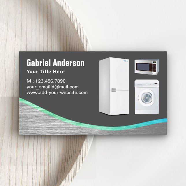 Tarjeta De Visita Reparación de dispositivos domésticos de acero gri (Subido por el creador)