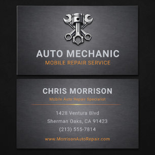 Tarjeta De Visita Reparación de Mecánico de Automóviles Metálicos