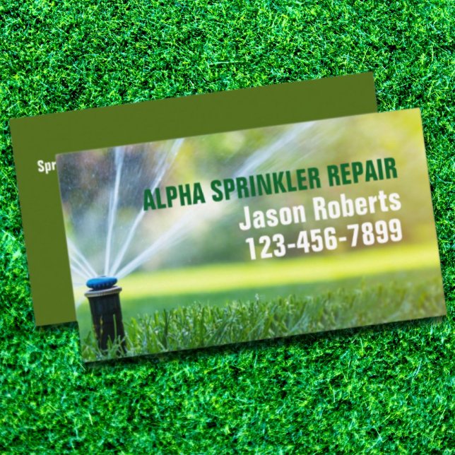 Tarjeta De Visita Reparación de rociadores de protección de césped R (Lawn Care Landscaping Sprinkler Repair Irrigation Business Card)