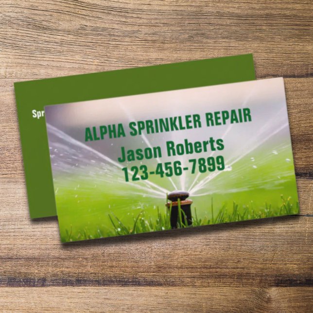 Tarjeta De Visita Reparación de rociadores de protección de césped R (Lawn Care Landscaping Sprinkler Repair Irrigation Business Card)