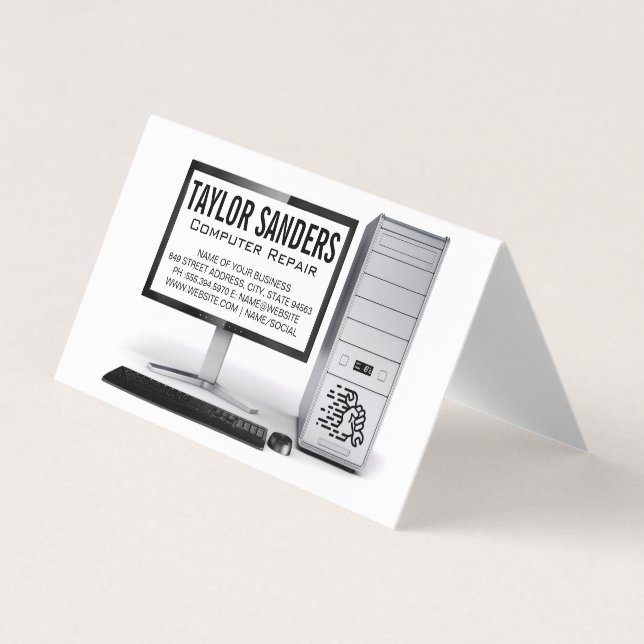 Tarjeta De Visita Reparación de Técnico de Computación (Anverso)