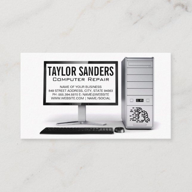 Tarjeta De Visita Reparación de Técnico de Computación (Anverso)