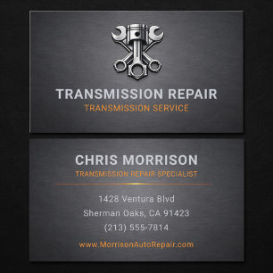 Tarjeta De Visita Reparación de Transmisión Automotriz Metálica