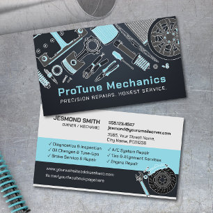 Tarjeta De Visita Reparación de Vehículos - Mecánico de Autos