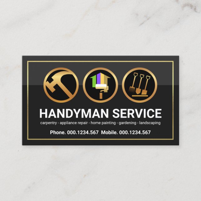 Tarjeta De Visita Reparación del hogar de las herramientas de mano d (Anverso)