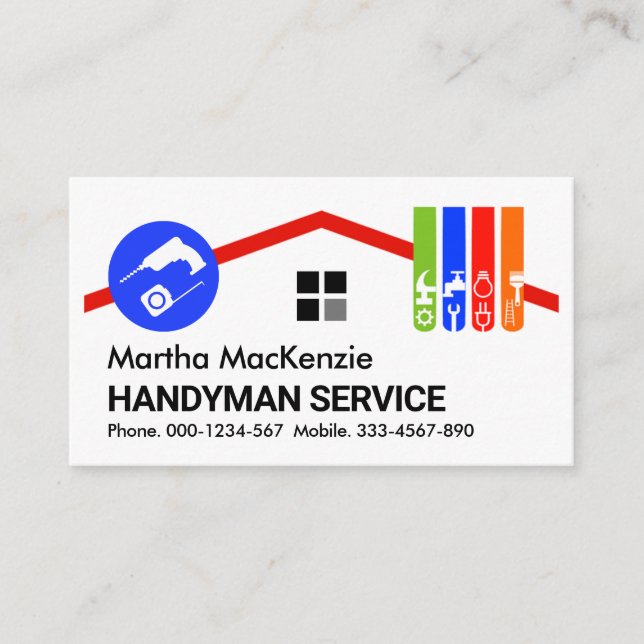 Tarjeta De Visita Reparación del hogar del edificio de la azotea de  (Anverso)