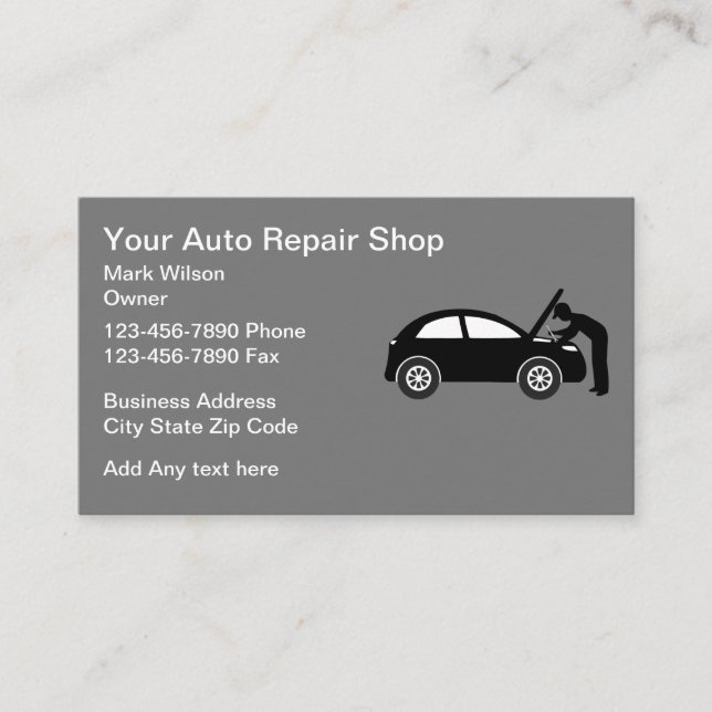 Tarjeta De Visita Reparación mecánica de automóviles (Anverso)
