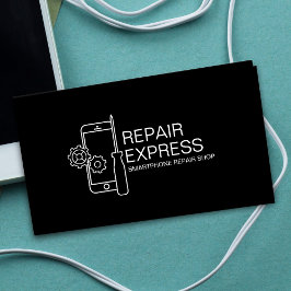 Tarjeta De Visita Reparación moderna de Smartphone en blanco y negro