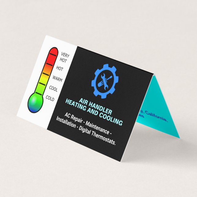 Tarjeta De Visita Reparación Profesional, Calefacción y Enfriamiento (Anverso)