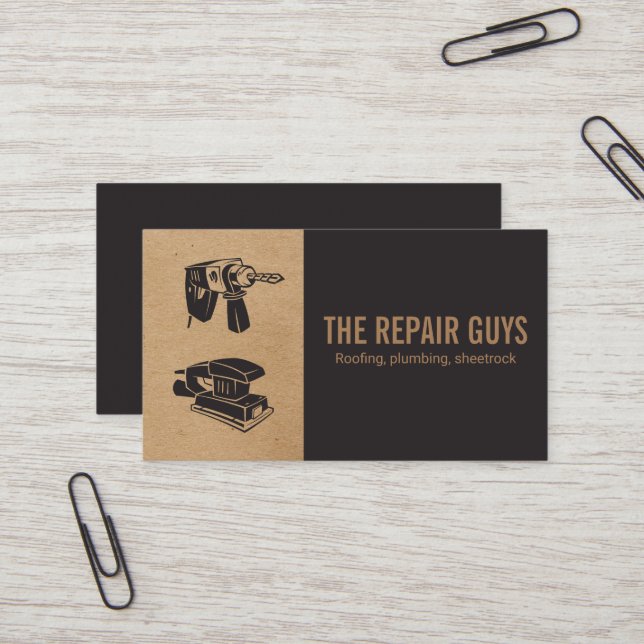 Tarjeta De Visita Reparación residencial | Handyman | Drill y Sander (Anverso/Reverso In Situ)