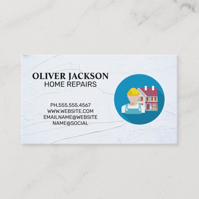 Tarjeta De Visita Reparación residencial | Trabajador de la construc (Anverso)