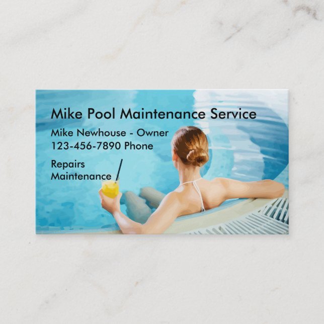 Tarjeta De Visita Reparación Y Mantenimiento De La Piscina (Anverso)