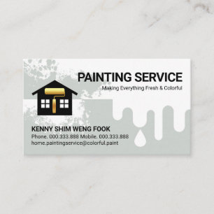 Tarjeta De Visita Reparaciones de la casa de pintura gris goteo