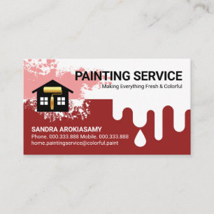 Tarjeta De Visita Reparaciones de la casa de pinturas rojas con agua