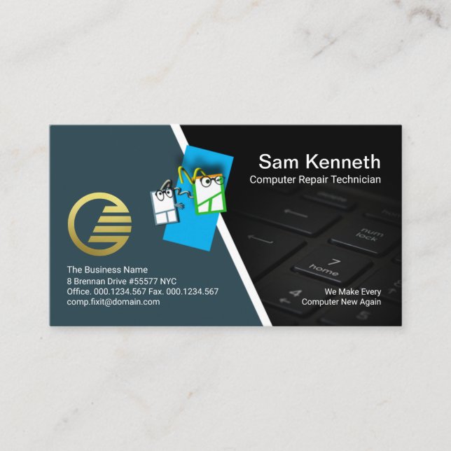 Tarjeta De Visita Reparaciones de PC de teclado de PC con mouse (Anverso)