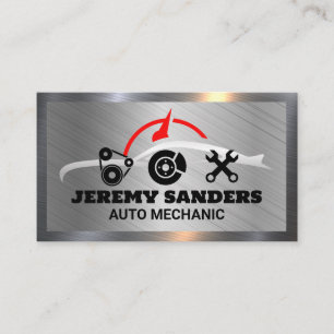 Tarjeta De Visita Reparaciones de servicio automático   Fondo metáli