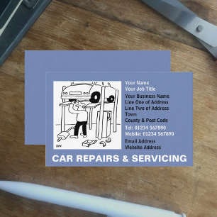 Tarjeta De Visita Reparaciones y Servicio de Autos Dibujo Animado