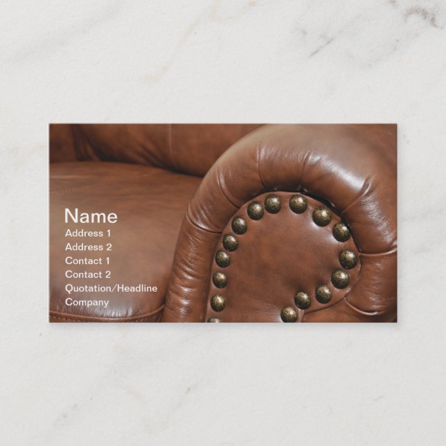 Tarjeta De Visita reposabrazos para una silla de cuero (Anverso)