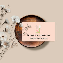 Tarjeta De Visita Repostería de Catering de Torta Floral Rosada Lind