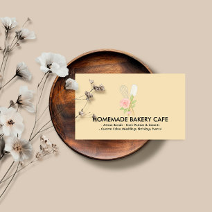 Tarjeta De Visita Repostería de Pastel Floral Amarillo Lindo Rubor C