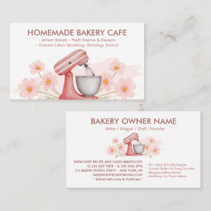 Tarjeta De Visita Repostería y cocina floral rosa