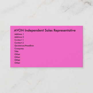Tarjeta De Visita Representante de ventas independiente de AVON,