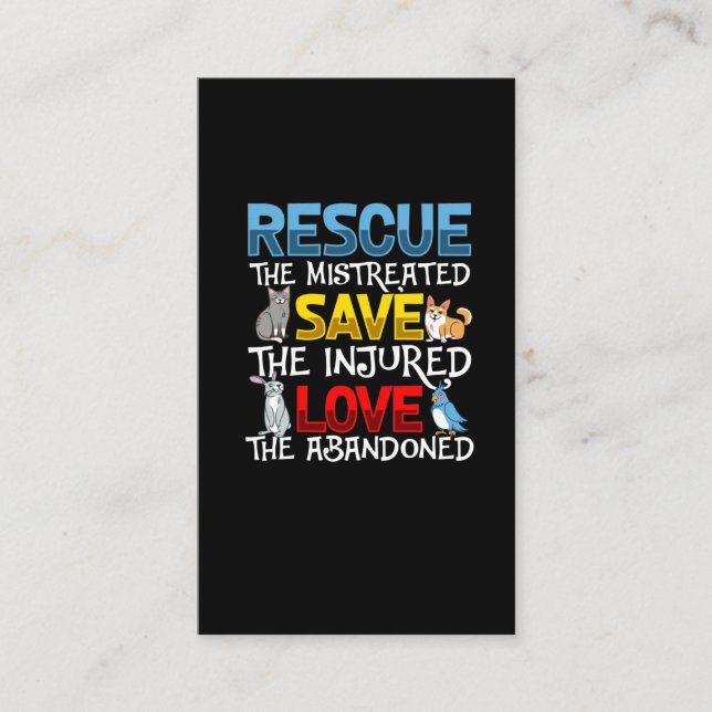 Tarjeta De Visita Rescate animal Ave de perro conejo felino (Anverso)