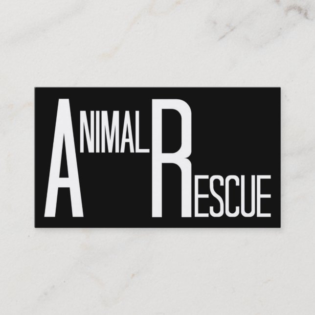 Tarjeta De Visita Rescate animal negro y blanco (Anverso)