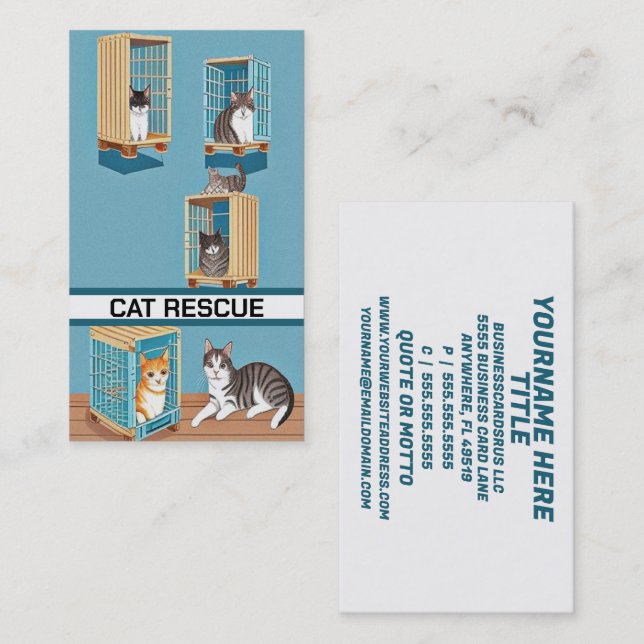 Tarjeta De Visita Rescate de gato (Anverso / Reverso)