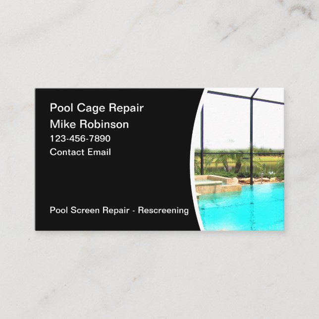 Tarjeta De Visita Rescreción de jaulas en la piscina (Anverso)