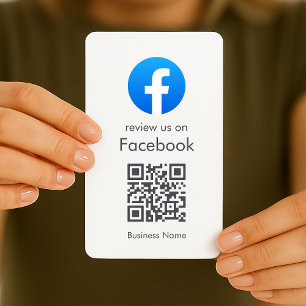 Tarjeta De Visita Reseñas de Facebook   Negocio Código QR Blanco mín