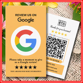 Tarjeta De Visita Reseñas de Google | Código QR de melocotón para re