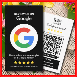 Tarjeta De Visita Reseñas de Google | Código QR negro de reseñas de