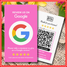 Reseñas de Google | Código QR Rosa para Reseñas de