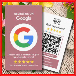 Tarjeta De Visita Reseñas de Google | Deja una reseña Código QR Rosa