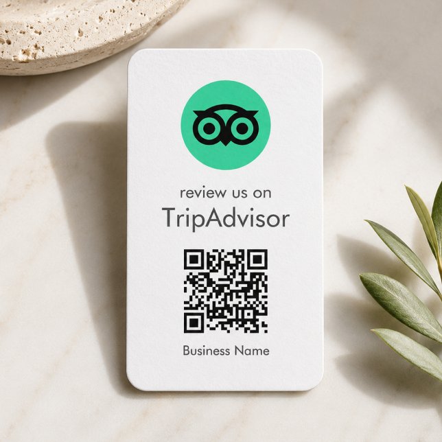 Tarjeta De Visita Reseñas de Tripadvisor | Código QR de reseña empre (Gain Tripadvisor reviews & grow your business with this rating request business card or insert.)