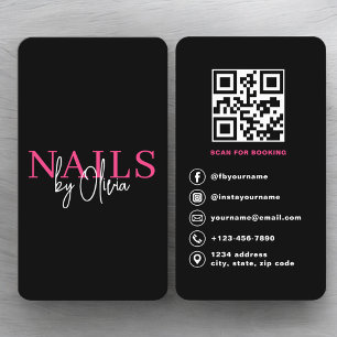 Tarjeta De Visita Reserva de código QR para técnico de uñas