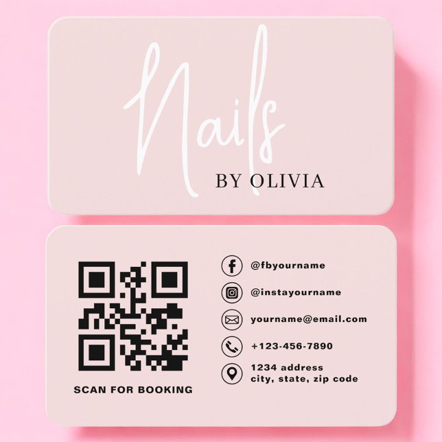 Tarjeta De Visita Reserva de código QR para técnicos de uñas (Subido por el creador)