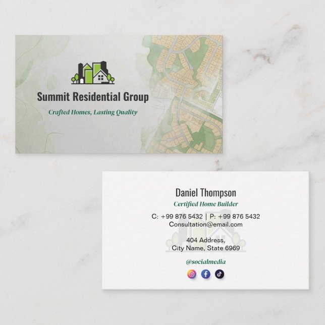 Tarjeta De Visita Residential Construction | Gray Skecth (Anverso / Reverso)