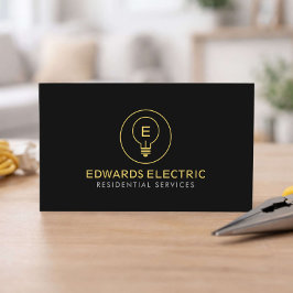Tarjeta De Visita Residential Electrician Minimal Logo Black
