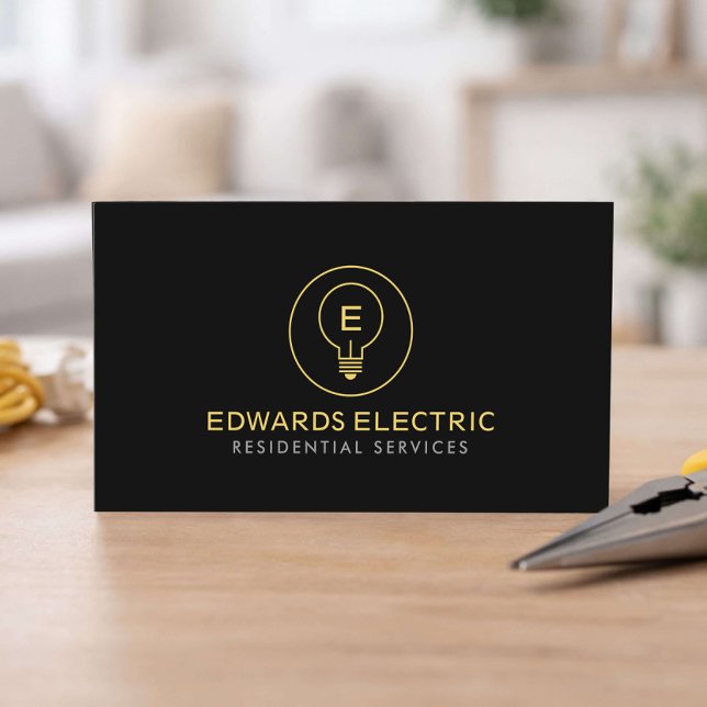 Tarjeta De Visita Residential Electrician Minimal Logo Black (Subido por el creador)