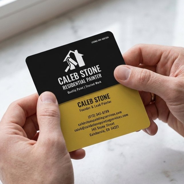 Tarjeta De Visita Residential Painter Bold Mustard Yellow and Black (Subido por el creador)