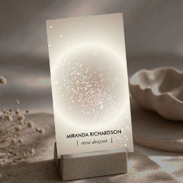Tarjeta De Visita Resplandor dorado de confeti celestial vertical