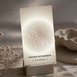 Tarjeta De Visita Resplandor dorado de confeti celestial vertical