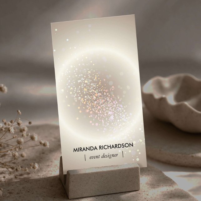 Tarjeta De Visita Resplandor dorado de confeti celestial vertical (Subido por el creador)