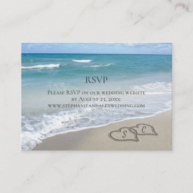 Tarjeta De Visita Respuesta de RSVP a la boda de arena (Anverso)
